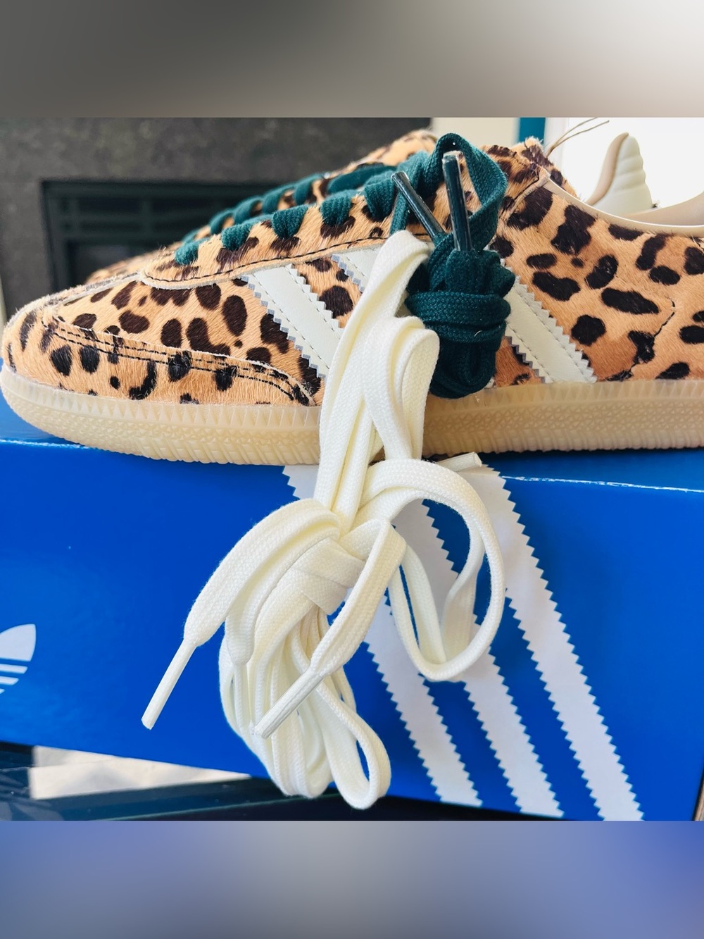 Sz 6 adidas Samba OG Leopard Magic Beige KI6674 Women's Sneakers New - Picture 7 of 8